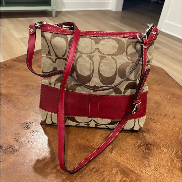 Coach Handbags - Coach Red and Tan Crossbody Bag